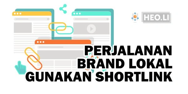 Ilustrasi seseorang sedang mengatur dashboard shortlink dengan berbagai statistik klik dan grafik, dikelilingi oleh elemen media sosial, QR code, dan ikon brand lokal.